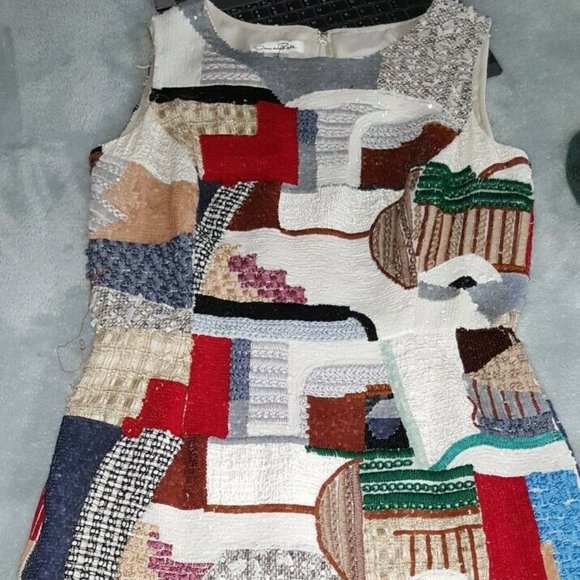 $5,200 OSCAR DE LA RENTA PICASSO ART EXCL EMB SILK SEQUIN RUNW DRESS US 8 - Picture 5 of 15